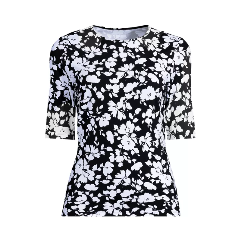 Women's Plus Size SunShade UPF 50 Elbow Sleeve Rash Guard Swim Tee, Front