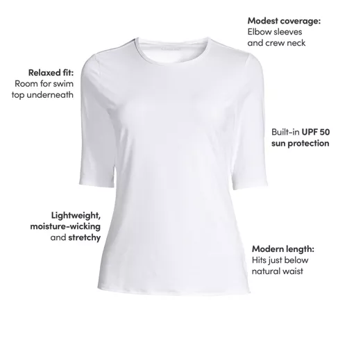 Women's SunShade UPF 50 Elbow Sleeve Rash Guard Swim Tee, alternative image