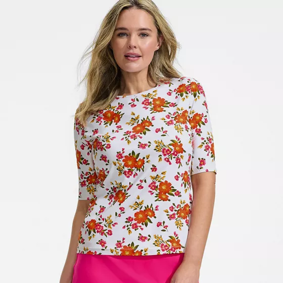 Women's Plus Size SunShade UPF 50 Elbow Sleeve Rash Guard Swim Tee - primary
