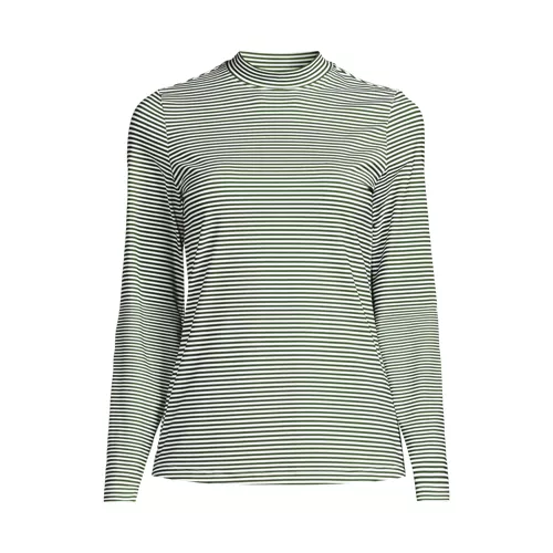 Women's SunShade UPF 50 Long Sleeve Mock Neck Rash Guard Swim Tee, Front