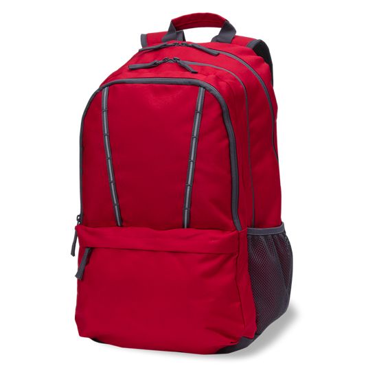 Lands End Womans Backpack Black Gray Red Orange Nylon Colorblock Rubber Handle Lands main image 4