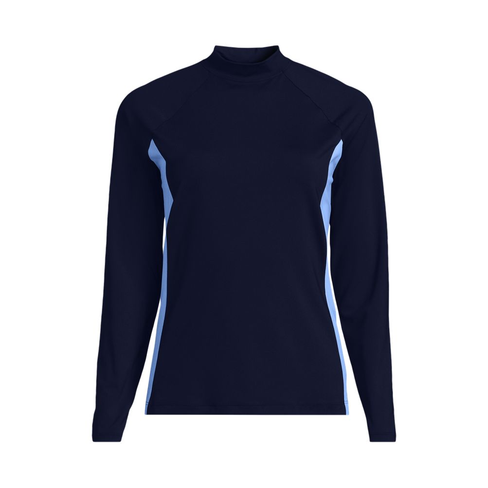 Womens SunShade UPF 50 Long Sleeve Colorblock Mock Neck Rash Guard