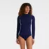 Womens SunShade UPF 50 Long Sleeve Colorblock Mock Neck Rash Guard Swim Tee, Front
