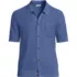 Men's Tall Short Sleeve Texture Stitch Button Through Summer Weight Sweater Polo, Front