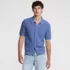 Men's Short Sleeve Texture Stitch Button Through Summer Weight Sweater Polo, alternative image