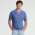 Men's Short Sleeve Texture Stitch Button Through Summer Weight Sweater Polo, Front