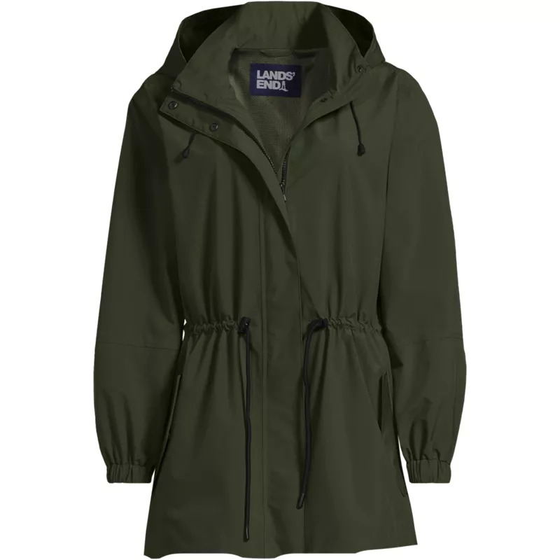 Women's Plus Size Packable Rain Parka, Front