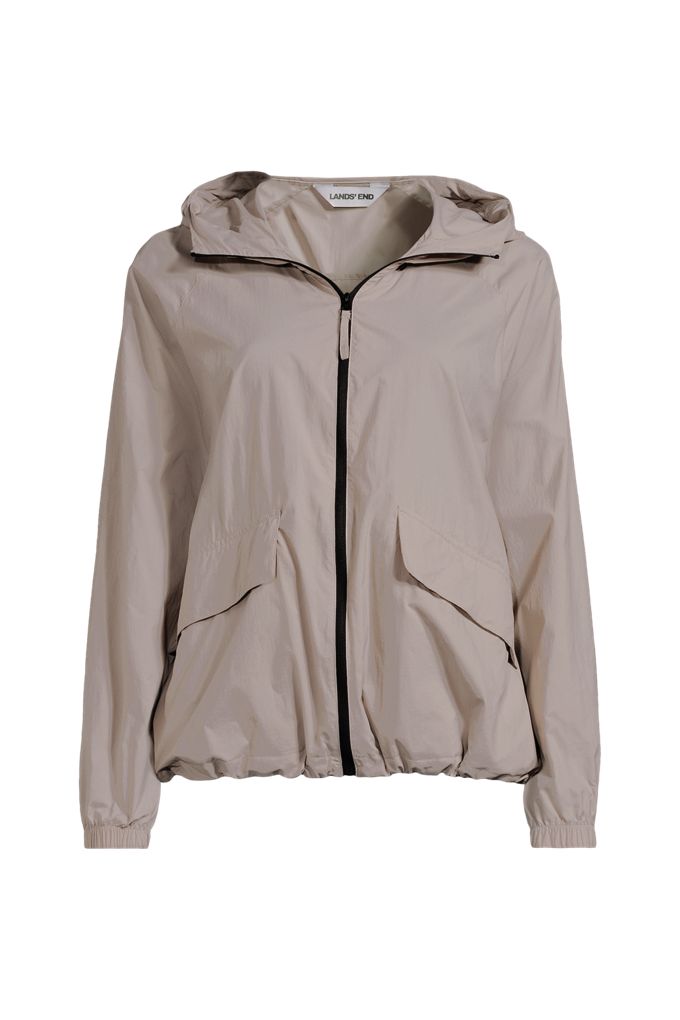 Lands' End Women's Plus Size Upf Raindefense Windbreaker In Tan