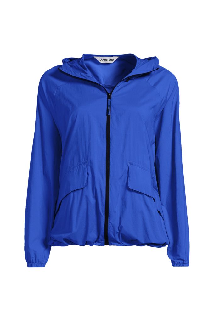 Lands' End Women's Plus Size Upf Raindefense Windbreaker In Blue