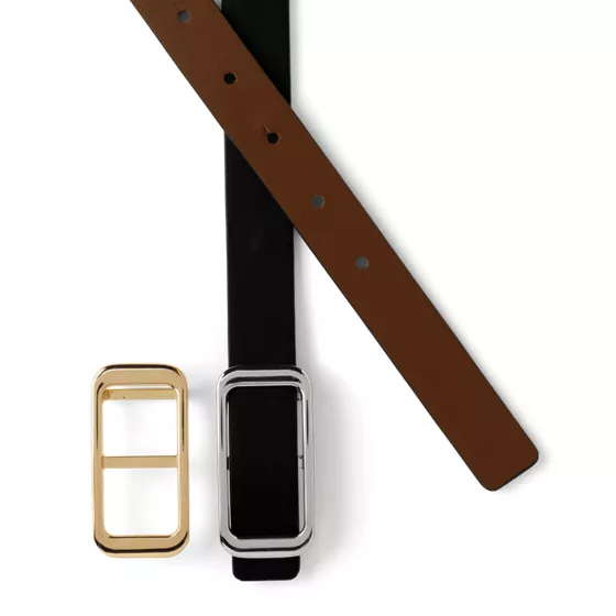 Women's Faux Leather Classic Skinny Belt Set - primary
