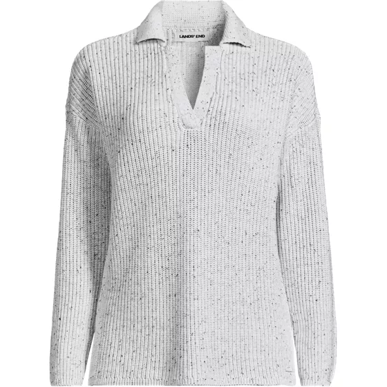 School Uniform Women's Cotton Modal Mid Gauge Long Sleeve Polo Collar Ribbed Sweater - primary