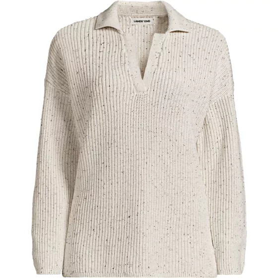 School Uniform Women's Cotton Modal Mid Gauge Long Sleeve Polo Collar Ribbed Sweater - primary
