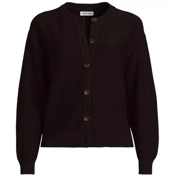 School Uniform Women's Cotton Modal Mid Gauge Button Front Crew Neck Cardigan Sweater - primary