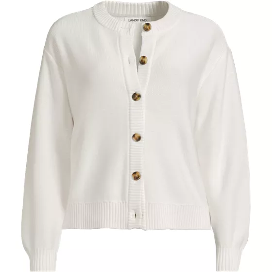 School Uniform Women's Cotton Modal Mid Gauge Button Front Crew Neck Cardigan Sweater - primary
