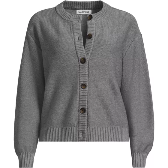School Uniform Women's Cotton Modal Mid Gauge Button Front Crew Neck Cardigan Sweater - primary