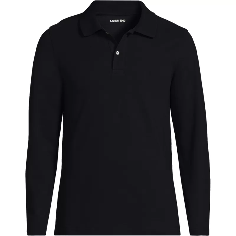 Men's Essential Pique Long Sleeve Classic Fit Polo Shirt, Front