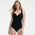 Womens Ottoman Rib Seamed Underwire Tie Back One Piece, Front