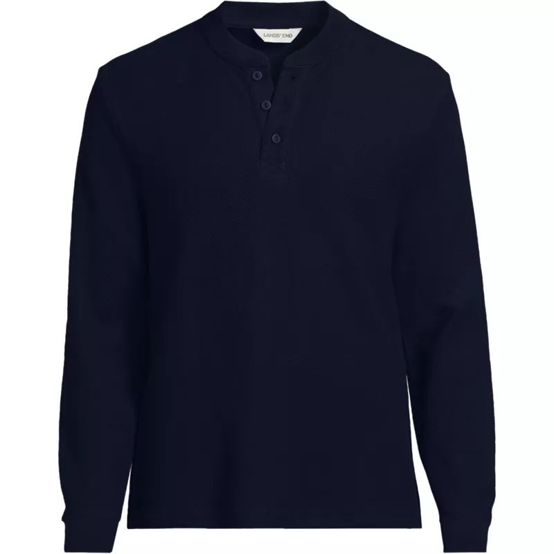 Men's Long Sleeve Honeycomb Pique Henley, Front