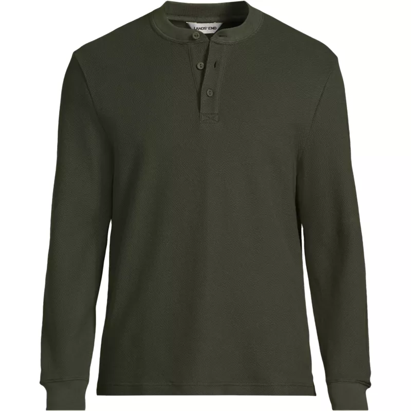 Men's Long Sleeve Honeycomb Pique Henley, Front