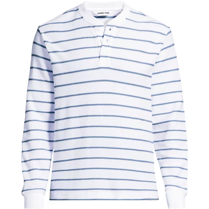 Men's Long Sleeve Honeycomb Pique Henley, Front