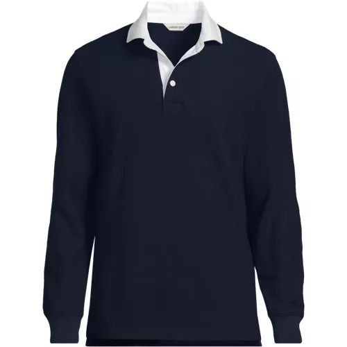 Men's Long Sleeve Honeycomb Pique Rugby, Front