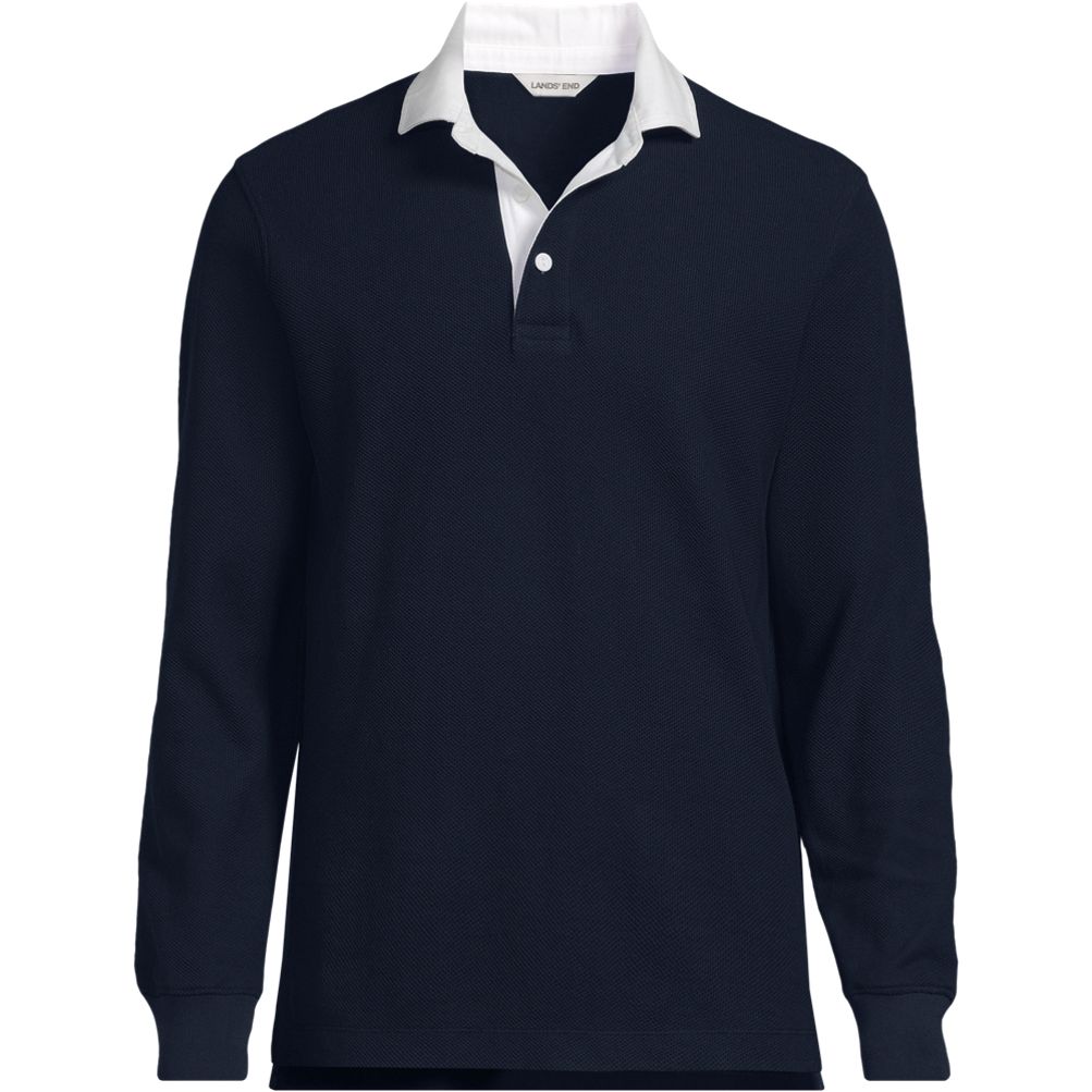 Men's Long Sleeve Honeycomb Pique Rugby | Lands' End