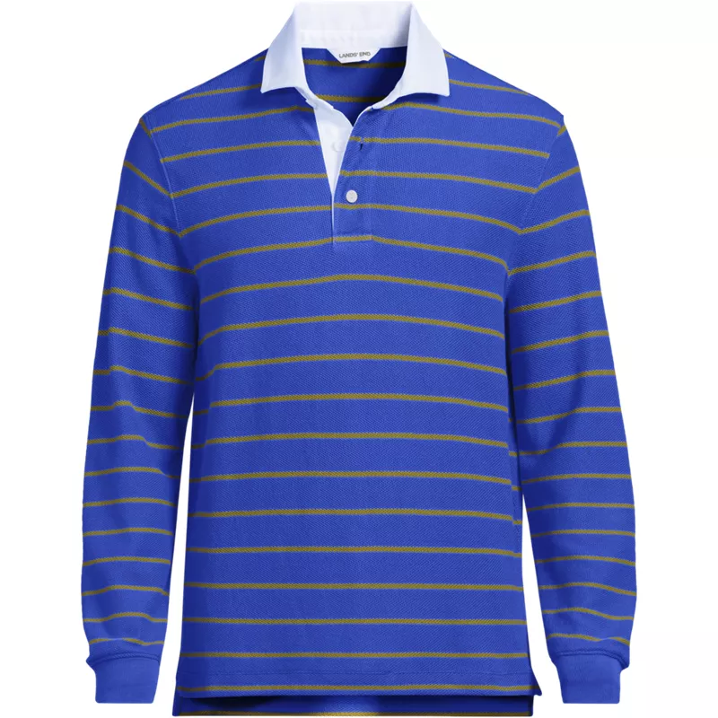 Men's Long Sleeve Honeycomb Pique Rugby, Front