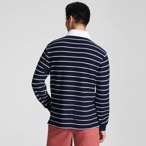 Men's Long Sleeve Honeycomb Pique Rugby, Back