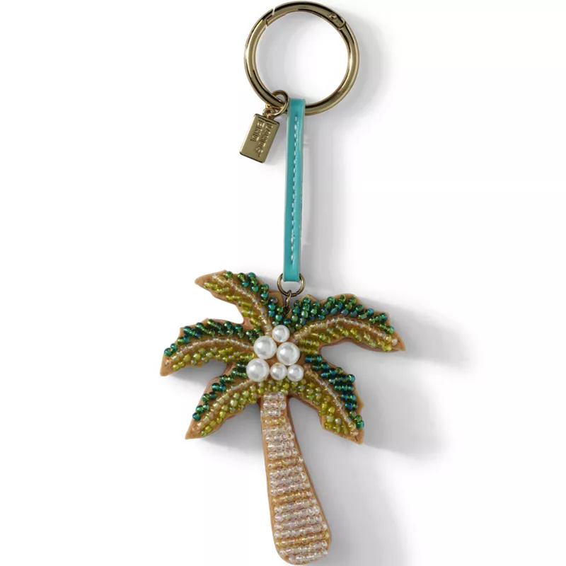 Palm Tree Beaded Bag Charm, Front