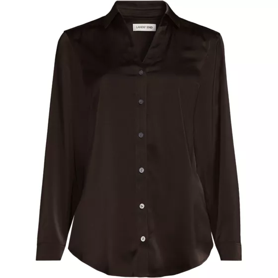 School Uniform Women's Charmeuse Long Sleeve Splitneck Shirt - primary