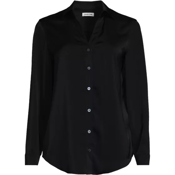 School Uniform Women's Charmeuse Long Sleeve Splitneck Shirt - primary