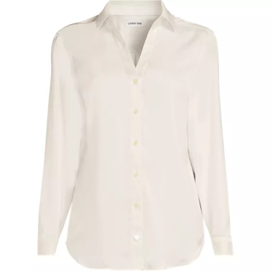 School Uniform Women's Charmeuse Long Sleeve Splitneck Shirt - primary