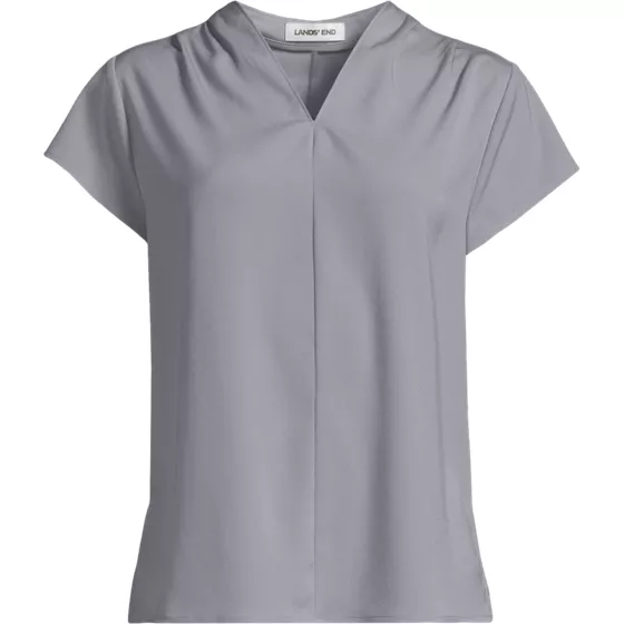 School Uniform Women's Crepe Short Sleeve Vneck Blouse - primary