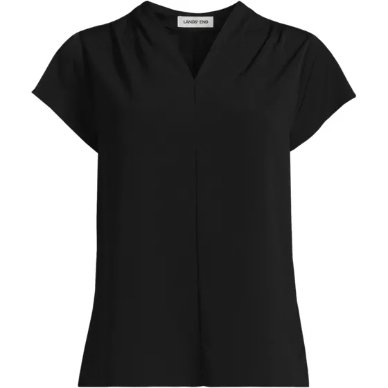 School Uniform Women's Crepe Short Sleeve Vneck Blouse - primary