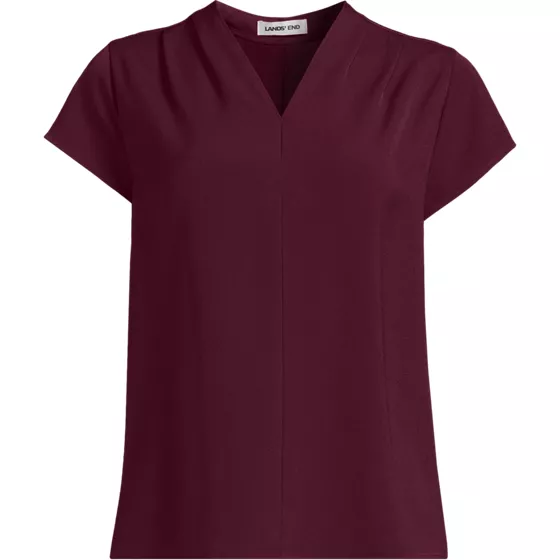 School Uniform Women's Crepe Short Sleeve Vneck Blouse - primary