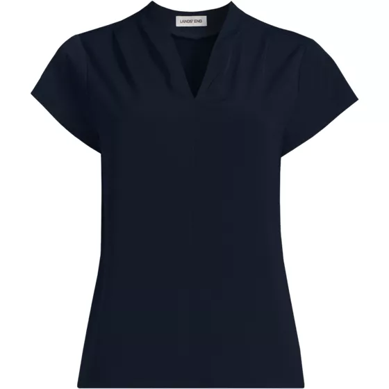 School Uniform Women's Crepe Short Sleeve Vneck Blouse - primary