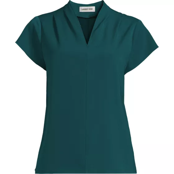 School Uniform Women's Crepe Short Sleeve Vneck Blouse - primary