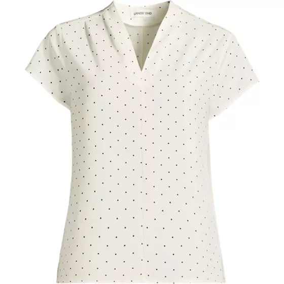 School Uniform Women's Crepe Short Sleeve Vneck Blouse - primary
