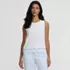 Women's Sleeveless Slub Crew Neck Lace Trim Tank Top, Front