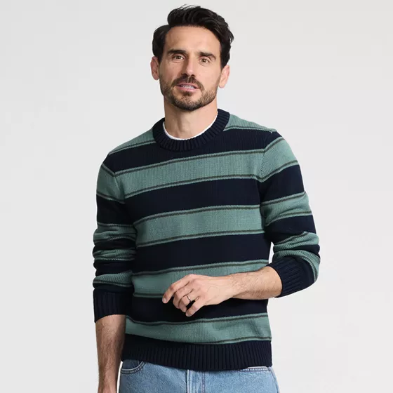 Men's Long Sleeve Drifter Stripe Crewneck Sweater - primary