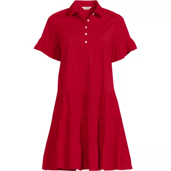 Women's Poplin Flutter Sleeve Knee Length Popover Dress - primary