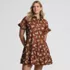 Women's Poplin Flutter Sleeve Knee Length Popover Dress, Front