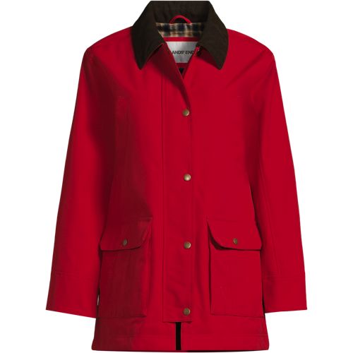 Waterproof Squall Jacket With Corduroy Collar, Women, size: S, petite, Red, Polyester/Nylon, by Lands' End