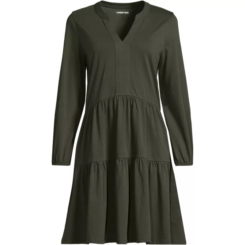 Women's Cotton Jersey Tiered Mini Dress, Front