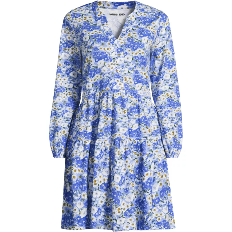 Women's Plus Size Cotton Jersey Tiered Mini Dress, Front