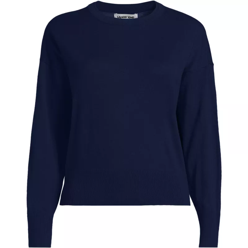 Women's Plus Size Drifter Lite Double Trim Crew Sweater, Front