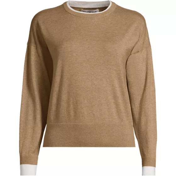Women's Plus Size Drifter Lite Double Trim Crew Sweater - primary