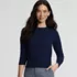 Women's Double Trim Cotton Crew Neck Sweater, alternative image