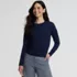 Women's Double Trim Cotton Crew Neck Sweater, Front