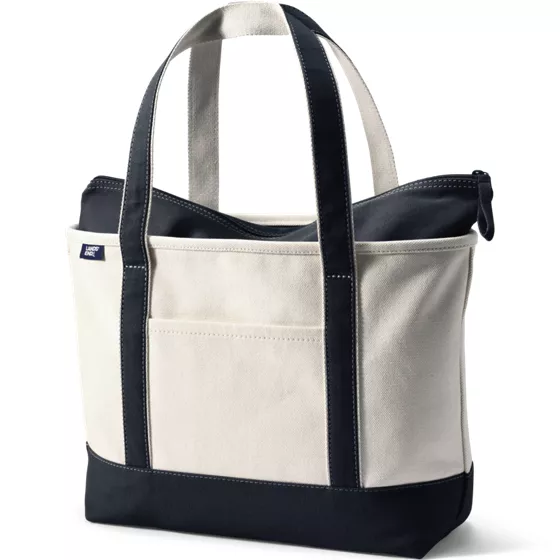 School Uniform Canvas Commuter Zip Top Pocket Tote - primary